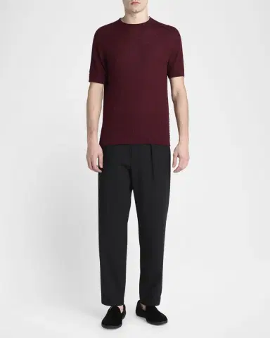 Giorgio Armani Men's Woven Quadrant Cashmere and Silk Crewneck Sweater | Thumbnail 2 Giorgio Armani Men's Woven Quadrant Cashmere and Silk Crewneck Sweater | Thumbnail 2