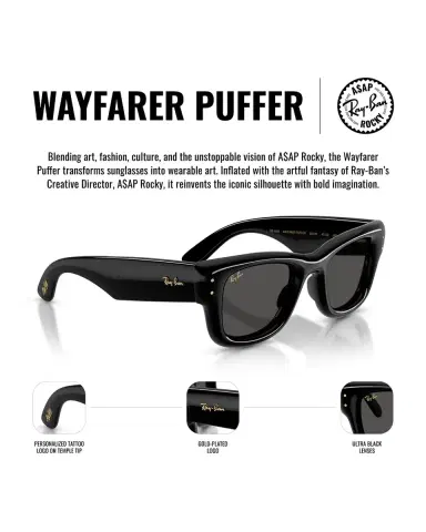 Ray-Ban Men's RB4940 Wayfarer Puffer A$AP ROCKY Square Sunglasses | Thumbnail 4