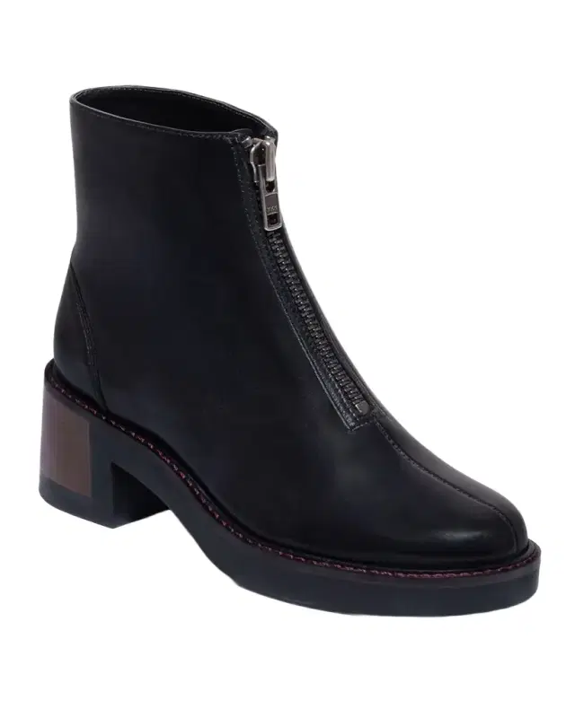 Tess Leather Front-Zip Ankle Boots