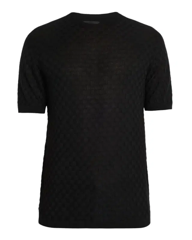 Giorgio Armani Men 's Woven Quadrant Cashmere and Silk Crewneck Sweater