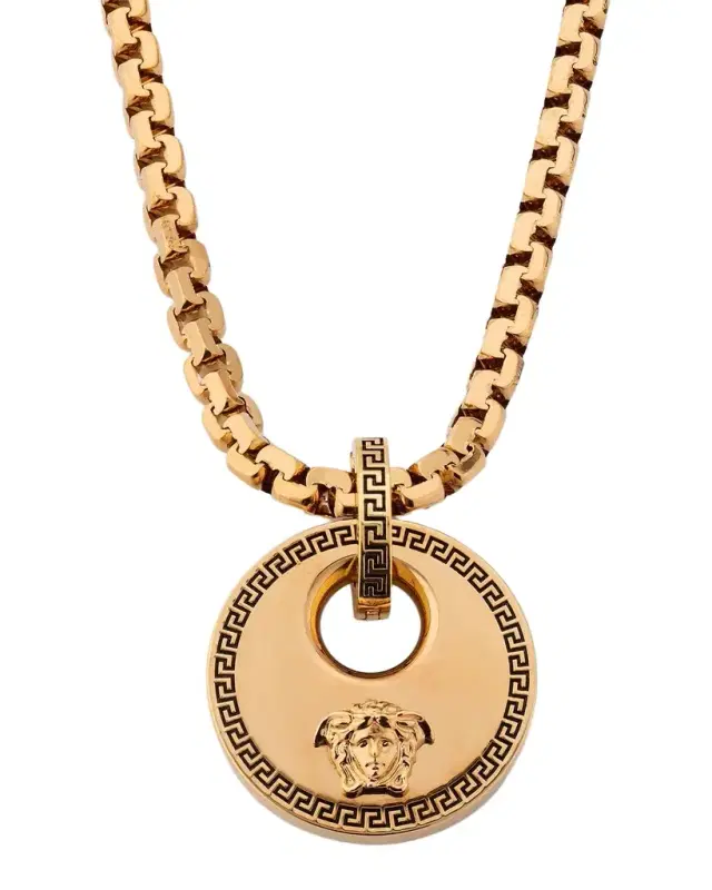 Men 's Medusa Coin Pendant Necklace