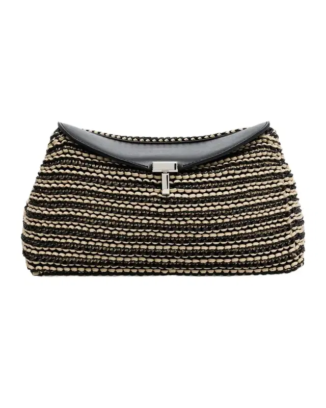 Toteme T-Lock Woven Leather Clutch Bag