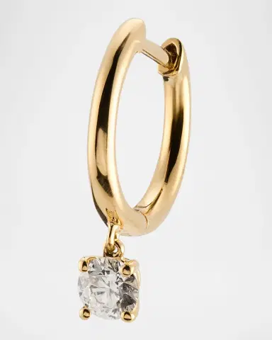 Anita Ko 18K Yellow Gold Huggie Earring with Round Diamond Drop, Single | Thumbnail 3