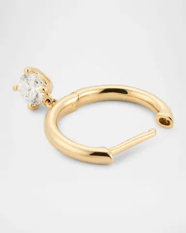 Anita Ko 18K Yellow Gold Huggie Earring with Round Diamond Drop, Single | Thumbnail 4