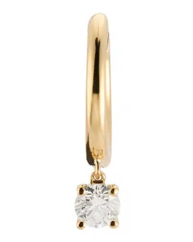 Anita Ko 18K Yellow Gold Huggie Earring with Round Diamond Drop, Single | Thumbnail 1