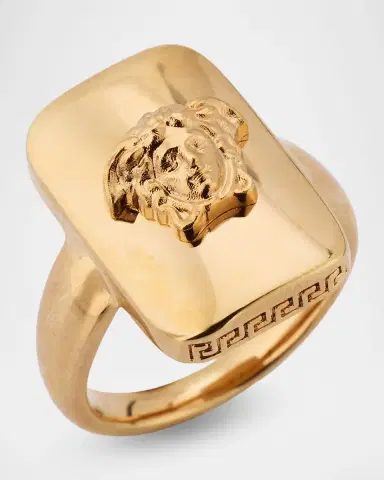 Versace Men 's Medusa Rectangular Signet Ring | Thumbnail 3