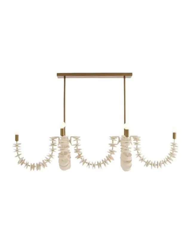 Arteriors Kalama 57" 8-Light Linear Coconut Shell Chandelier