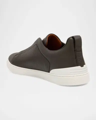 Zegna Men's Triple Stitch Deerskin Leather Sneakers | Thumbnail 3 Zegna Men's Triple Stitch Deerskin Leather Sneakers | Thumbnail 3