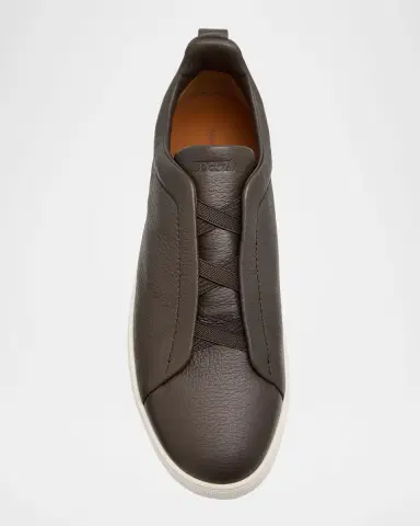 Zegna Men's Triple Stitch Deerskin Leather Sneakers | Thumbnail 6 Zegna Men's Triple Stitch Deerskin Leather Sneakers | Thumbnail 6