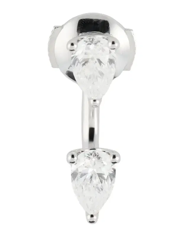 18K White Gold Large Pear Diamond Orbit Earring, Single