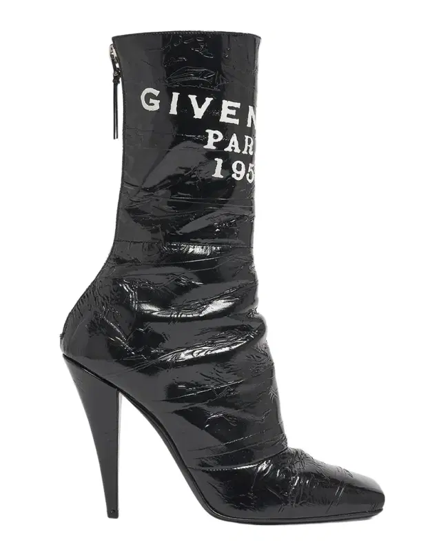 GIVENCHY Tape Shiny Leather Ankle Boots