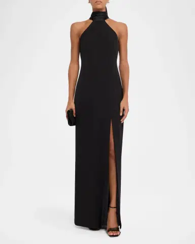 Aidan Mattox Draped Bonded Crepe Column Gown | Thumbnail 2 Aidan Mattox Draped Bonded Crepe Column Gown | Thumbnail 2