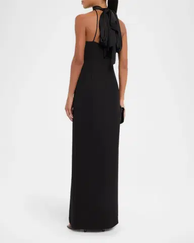 Aidan Mattox Draped Bonded Crepe Column Gown | Thumbnail 3 Aidan Mattox Draped Bonded Crepe Column Gown | Thumbnail 3