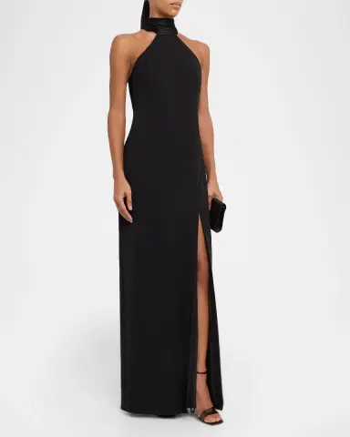 Aidan Mattox Draped Bonded Crepe Column Gown | Thumbnail 4 Aidan Mattox Draped Bonded Crepe Column Gown | Thumbnail 4