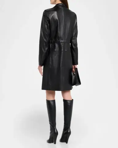 FRAME The Long Leather Belted Jacket | Thumbnail 3