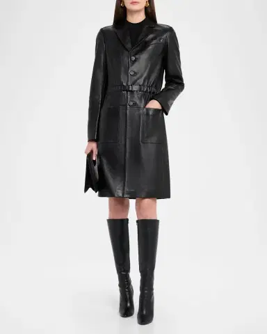FRAME The Long Leather Belted Jacket | Thumbnail 4