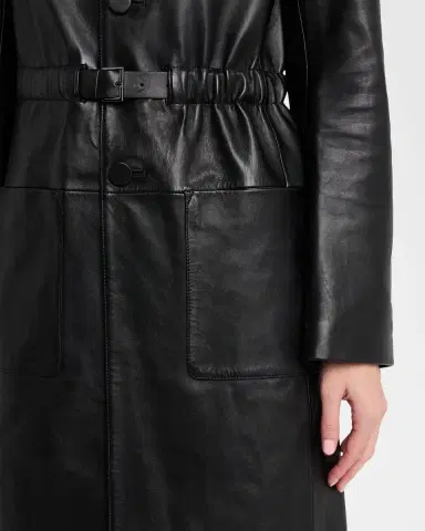 FRAME The Long Leather Belted Jacket | Thumbnail 5
