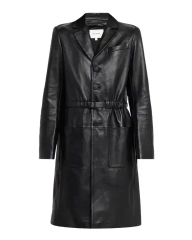 FRAME The Long Leather Belted Jacket | Thumbnail 1