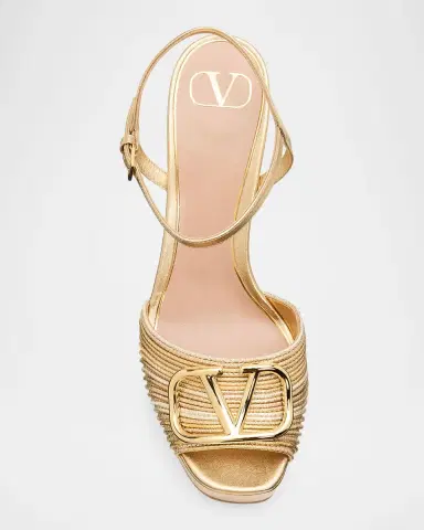 Valentino Garavani 115mm VLogo Signature Cornely Metallic Leather Platform Sandals | Thumbnail 5 Valentino Garavani 115mm VLogo Signature Cornely Metallic Leather Platform Sandals | Thumbnail 5