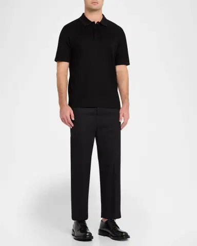 Emporio Armani Men's Cotton Micro-Jacquard Polo Shirt | Thumbnail 2 Emporio Armani Men's Cotton Micro-Jacquard Polo Shirt | Thumbnail 2