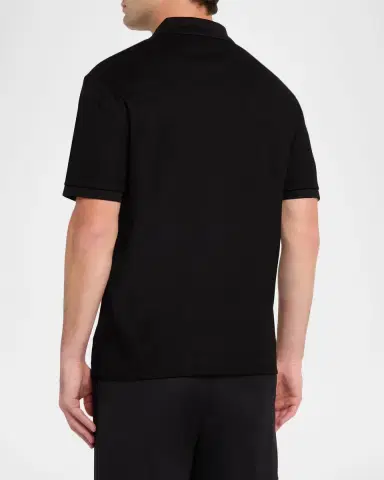 Emporio Armani Men's Cotton Micro-Jacquard Polo Shirt | Thumbnail 3 Emporio Armani Men's Cotton Micro-Jacquard Polo Shirt | Thumbnail 3