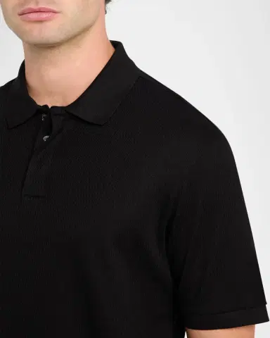 Emporio Armani Men's Cotton Micro-Jacquard Polo Shirt | Thumbnail 5 Emporio Armani Men's Cotton Micro-Jacquard Polo Shirt | Thumbnail 5