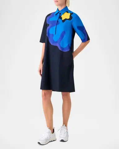 Akris punto Floral Cotton Knee-Length Dress | Thumbnail 4