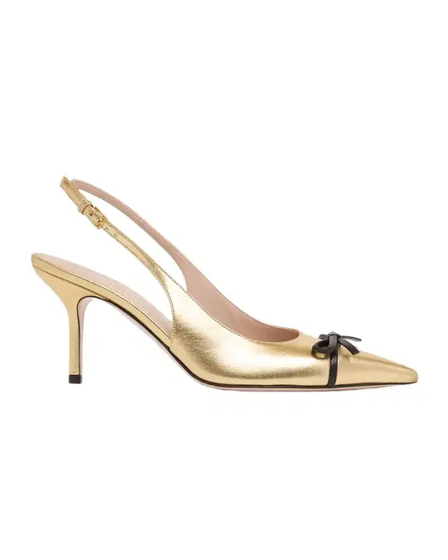 80mm Bepointy Metallic Leather Slingback Pumps