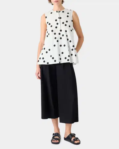 Akris punto Polka-Dot Cotton Sleeveless Tunic Blouse | Thumbnail 2