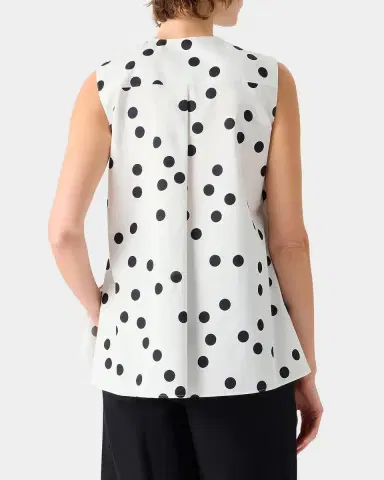 Akris punto Polka-Dot Cotton Sleeveless Tunic Blouse | Thumbnail 3