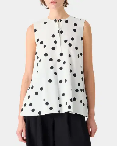 Akris punto Polka-Dot Cotton Sleeveless Tunic Blouse | Thumbnail 4