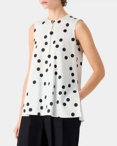 Akris punto Polka-Dot Cotton Sleeveless Tunic Blouse | Thumbnail 5