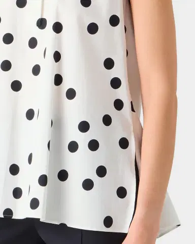 Akris punto Polka-Dot Cotton Sleeveless Tunic Blouse | Thumbnail 6