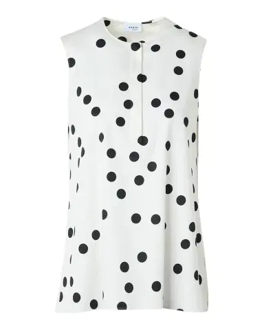 Akris punto Polka-Dot Cotton Sleeveless Tunic Blouse | Thumbnail 1