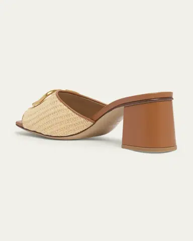 Valentino Garavani VLogo Signature Leather and Raffia Mule Sandals | Thumbnail 4 Valentino Garavani VLogo Signature Leather and Raffia Mule Sandals | Thumbnail 4