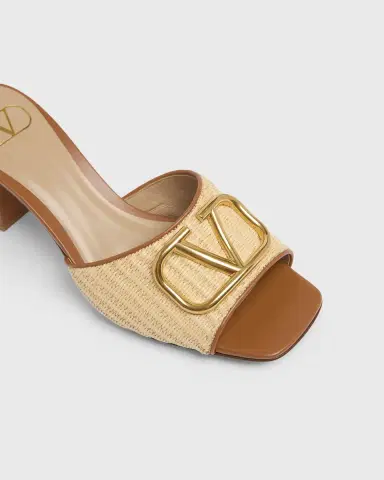 Valentino Garavani VLogo Signature Leather and Raffia Mule Sandals | Thumbnail 5 Valentino Garavani VLogo Signature Leather and Raffia Mule Sandals | Thumbnail 5