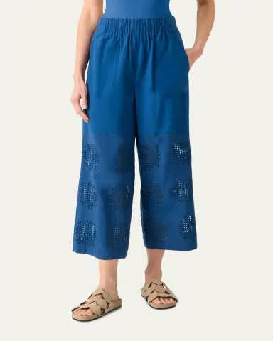Akris punto Frey Eyelet Cotton Poplin Wide-Leg Crop Pants | Thumbnail 2