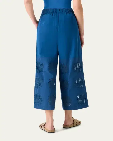 Akris punto Frey Eyelet Cotton Poplin Wide-Leg Crop Pants | Thumbnail 3