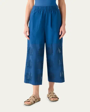 Akris punto Frey Eyelet Cotton Poplin Wide-Leg Crop Pants | Thumbnail 4