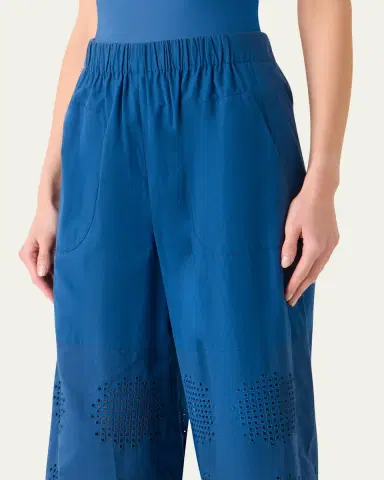 Akris punto Frey Eyelet Cotton Poplin Wide-Leg Crop Pants | Thumbnail 5