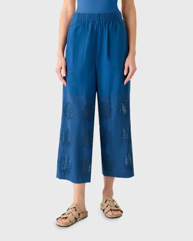 Akris punto Frey Eyelet Cotton Poplin Wide-Leg Crop Pants | Thumbnail 8