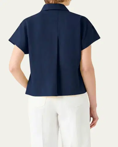 Akris punto Eyelet Cotton Poplin Cap-Sleeve Collared Blouse | Thumbnail 3 Akris punto Eyelet Cotton Poplin Cap-Sleeve Collared Blouse | Thumbnail 3