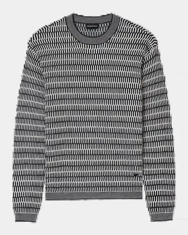 Emporio Armani Men's Pile Stitch Jacquard Wool Crewneck Sweater | Thumbnail 2 Emporio Armani Men's Pile Stitch Jacquard Wool Crewneck Sweater | Thumbnail 2