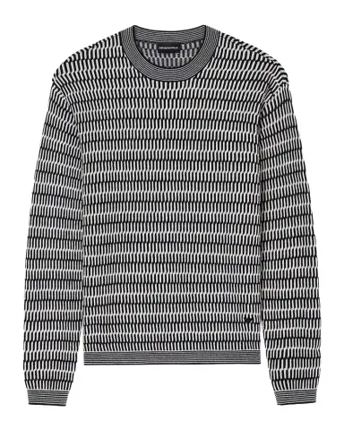 Emporio Armani Men's Pile Stitch Jacquard Wool Crewneck Sweater | Thumbnail 1 Emporio Armani Men's Pile Stitch Jacquard Wool Crewneck Sweater | Thumbnail 1