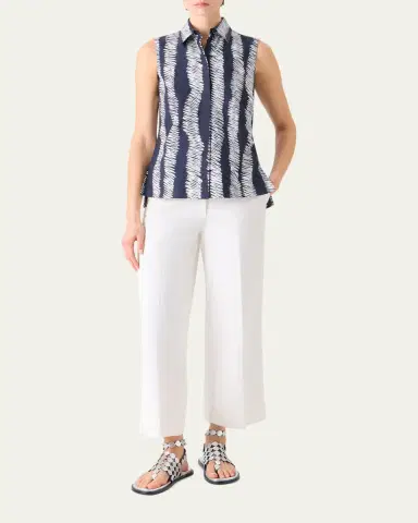Akris punto Scribble-Print Cotton Sleeveless Tunic Blouse | Thumbnail 2 Akris punto Scribble-Print Cotton Sleeveless Tunic Blouse | Thumbnail 2