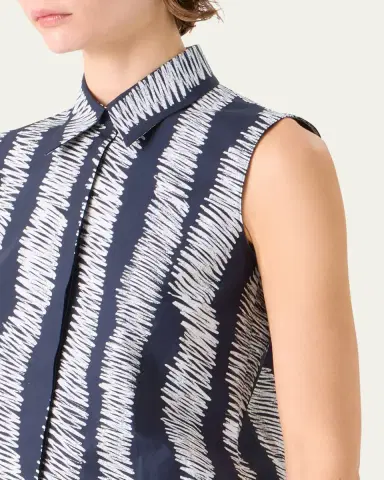 Akris punto Scribble-Print Cotton Sleeveless Tunic Blouse | Thumbnail 5 Akris punto Scribble-Print Cotton Sleeveless Tunic Blouse | Thumbnail 5