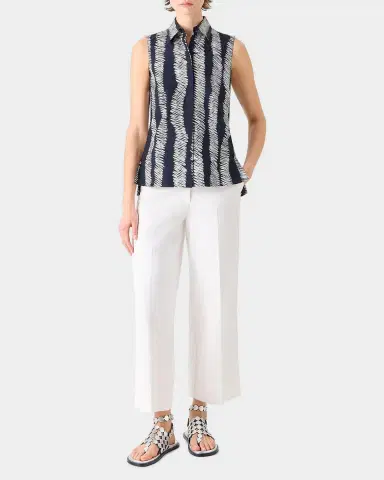 Akris punto Scribble-Print Cotton Sleeveless Tunic Blouse | Thumbnail 6 Akris punto Scribble-Print Cotton Sleeveless Tunic Blouse | Thumbnail 6
