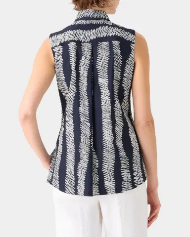 Akris punto Scribble-Print Cotton Sleeveless Tunic Blouse | Thumbnail 7 Akris punto Scribble-Print Cotton Sleeveless Tunic Blouse | Thumbnail 7