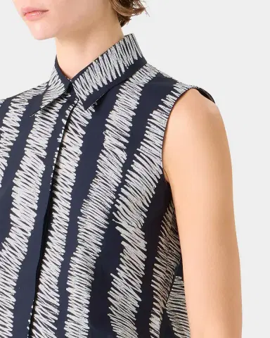 Akris punto Scribble-Print Cotton Sleeveless Tunic Blouse | Thumbnail 9 Akris punto Scribble-Print Cotton Sleeveless Tunic Blouse | Thumbnail 9