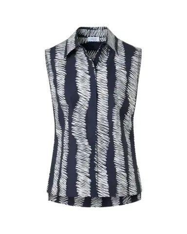 Akris punto Scribble-Print Cotton Sleeveless Tunic Blouse | Thumbnail 1 Akris punto Scribble-Print Cotton Sleeveless Tunic Blouse | Thumbnail 1
